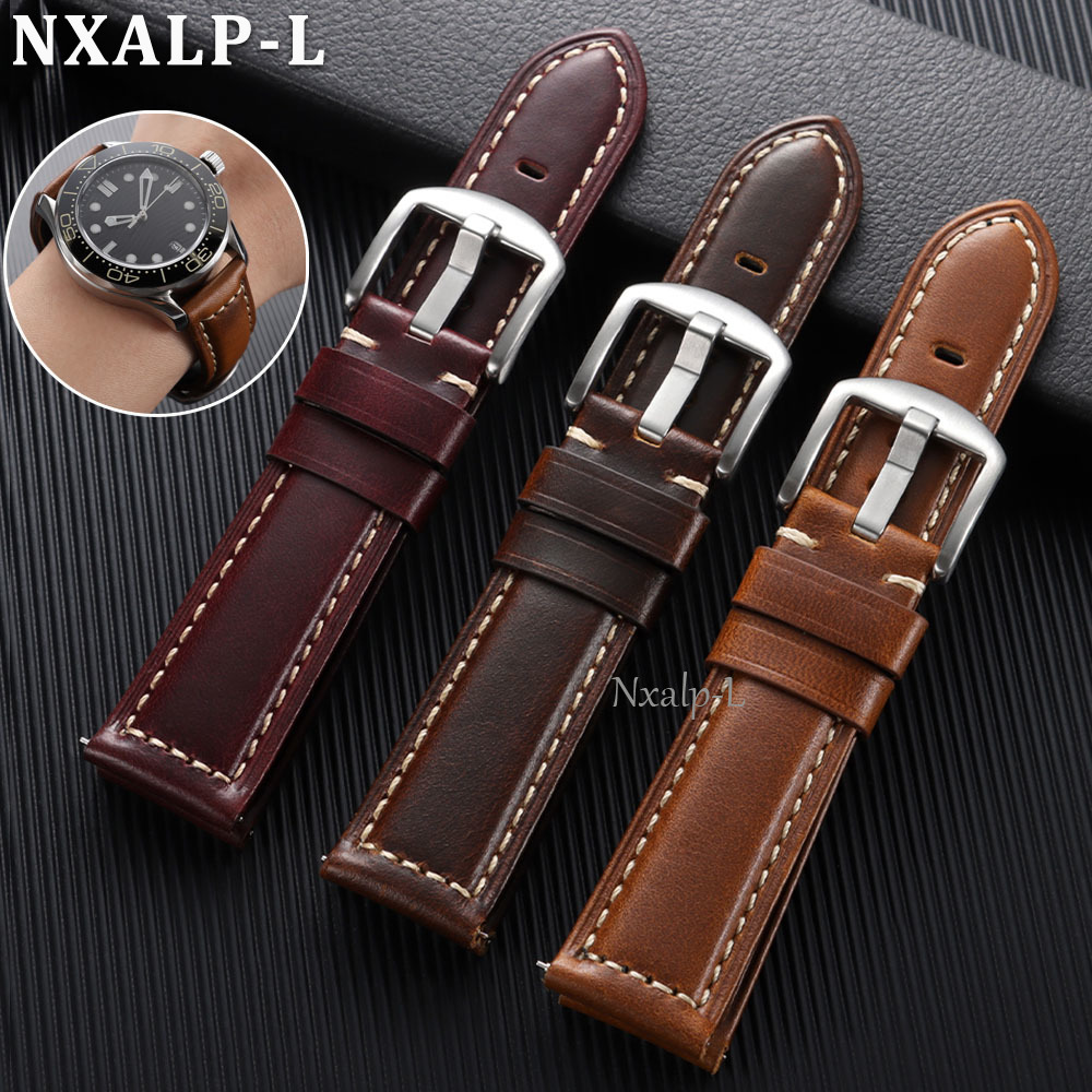 Omega Watches Smartwatch - Correa de cuero encerado de vaca