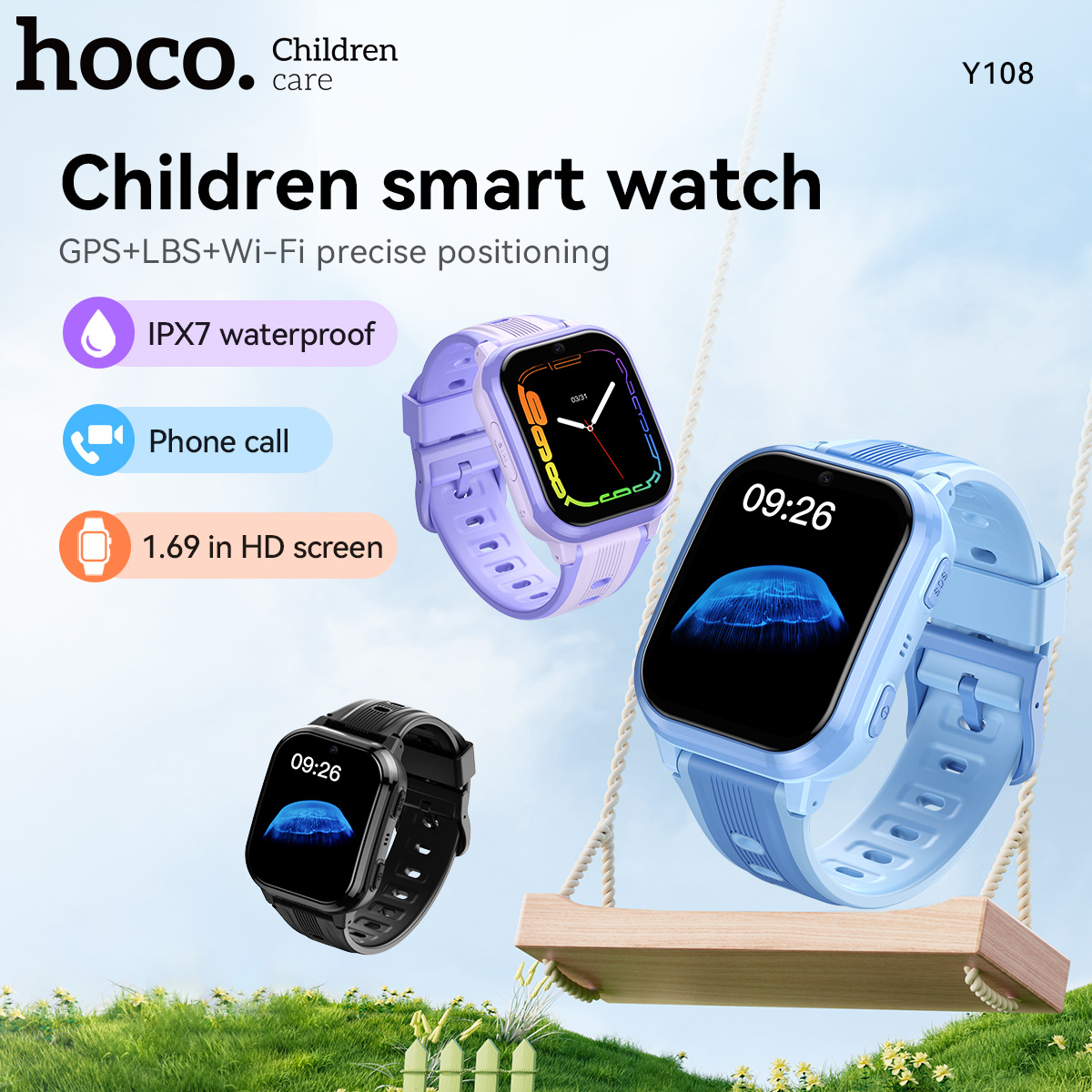 Smartwatch Watches For Kid Boy With Alarm - Reloj inteligente HOCO Y108 con pantalla